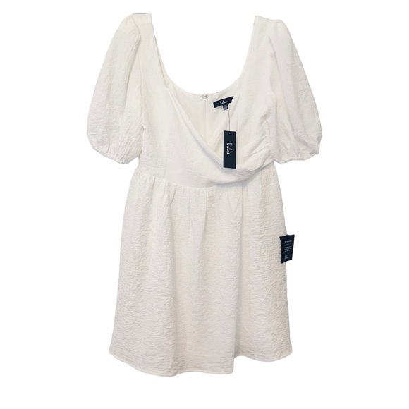 Lulu’s White Surplice Puff Sleeve Mini Dress - Picture 7 of 13